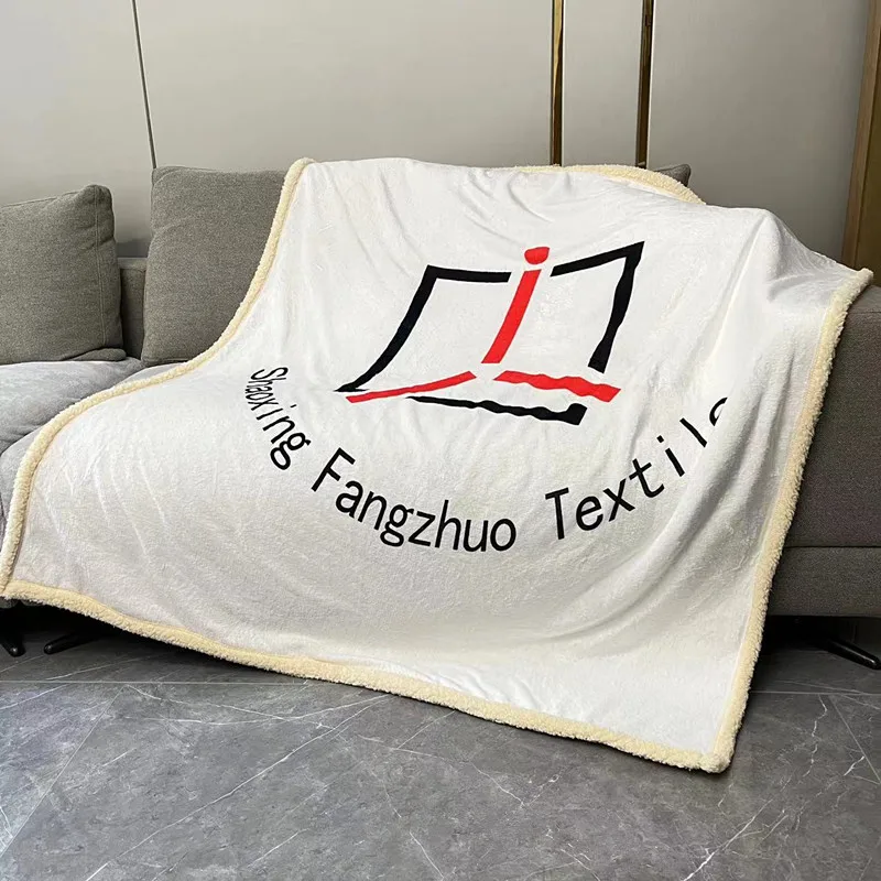 

ddp soft and warm 2ply luxury designer logo printing custom sherpa blanket