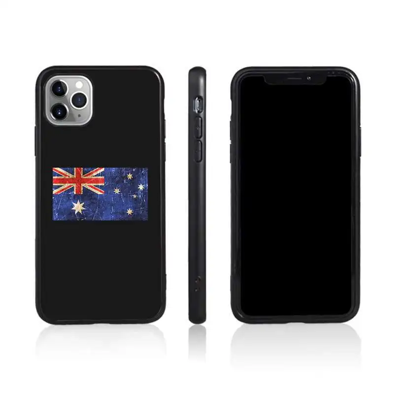 

Vintage Aged and Scratched Australian Flag tpu phone cover for iphone, Black