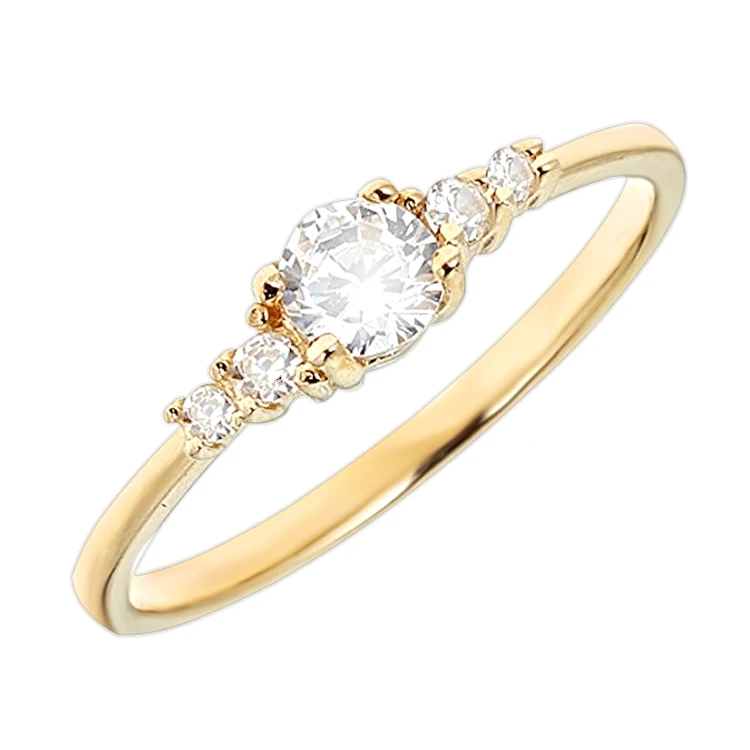 14K Real Yellow Gold Cubic Zirconia Babies Ring for baby