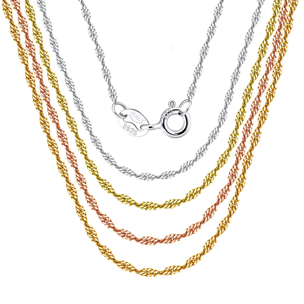 RINNTIN SC02 Women Jewelry 925 Sterling Silver 925 Sterling Silver 1.5mm Twisted Curb Singapore Rope Chain Necklace
