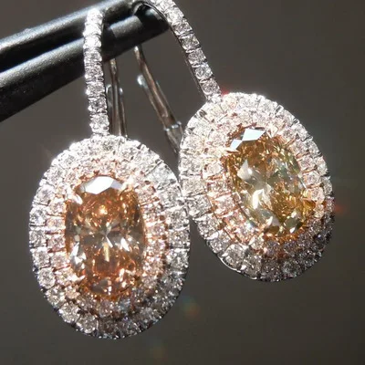 

Luxury Jewelry Sparkling Full Crystal Rhinestone Circle Dangle Earrings Cubic Zircon CZ Oval Dangle Earrings For Women