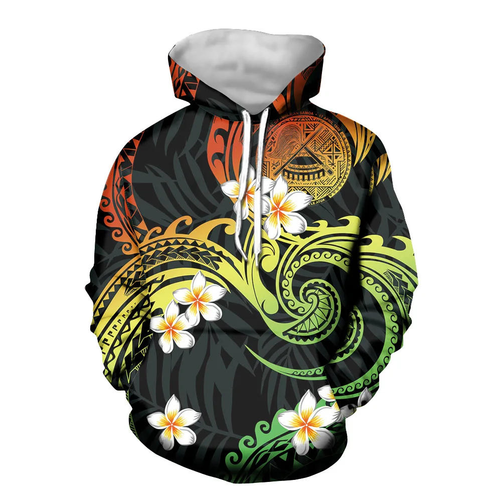 

Fashionable Men's Hoodies & Sweatshirts Polynesian Tribal Printed Custom Hoodie Samoa Floral Oversized Hoodie Men Tops Sweater