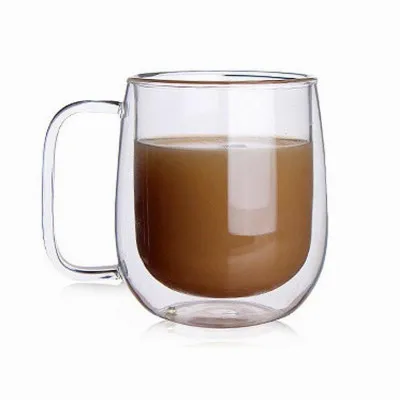 

Mikenda new design high borosilicate glass double cute coffee cup household heat resistant transparent