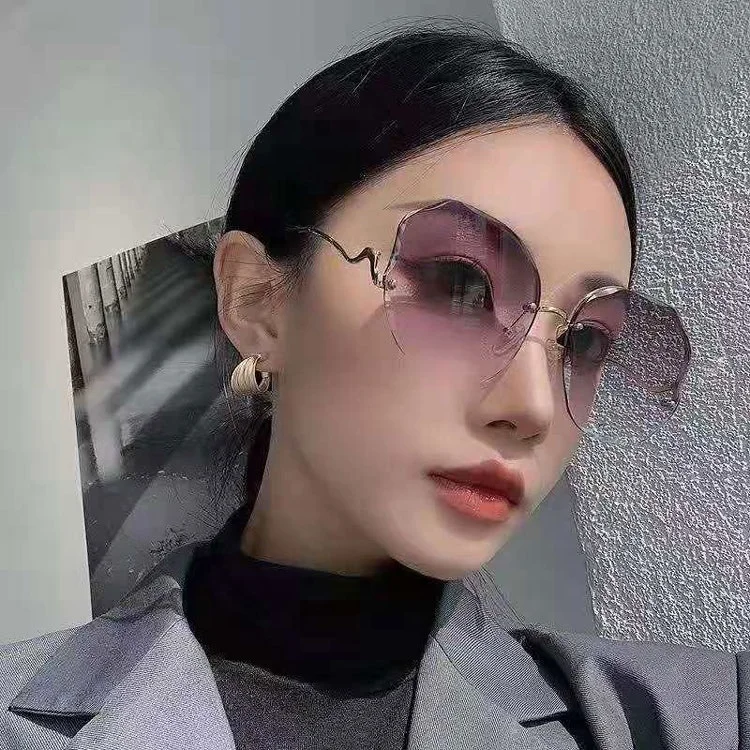 

New Vintage Polygon Trimming Sunglasses Women River Optical Metal Bent Legs Trendy Shades Custom Sun Glasses Sunglasses, 6 color