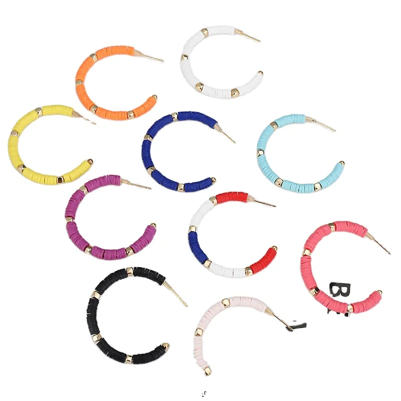 

Semicircle C-shaped soft ceramic Polymer Clay Earring Simplicity fashion Hoop Earrings