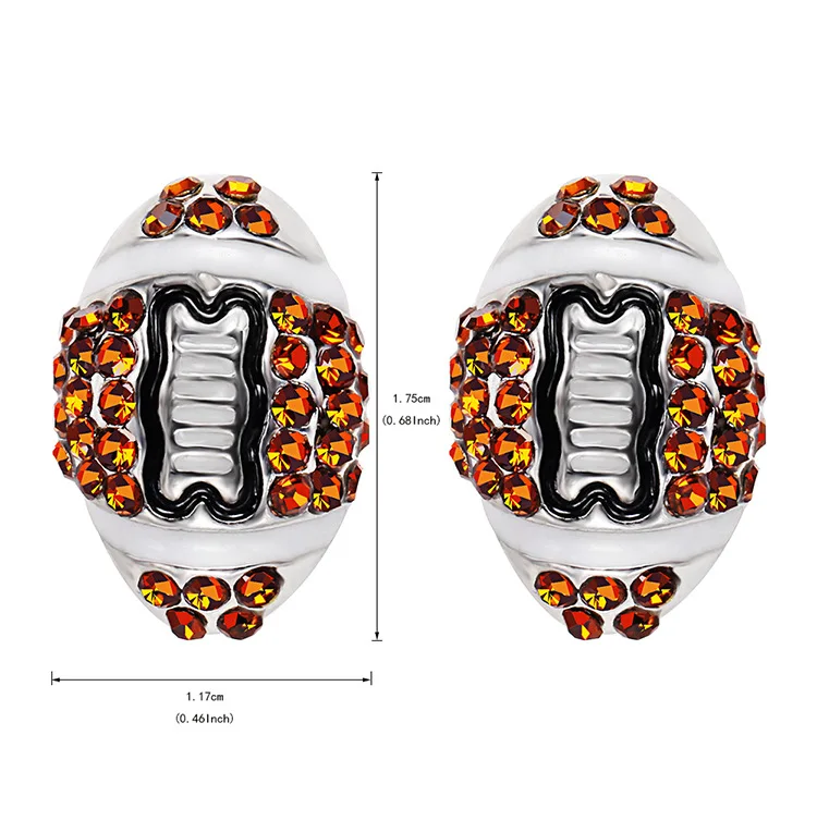 

Ladies Trendy Fashion Enamelled Jewelry Women Zinc Alloy Sports Rugby America Football Stud Earrings