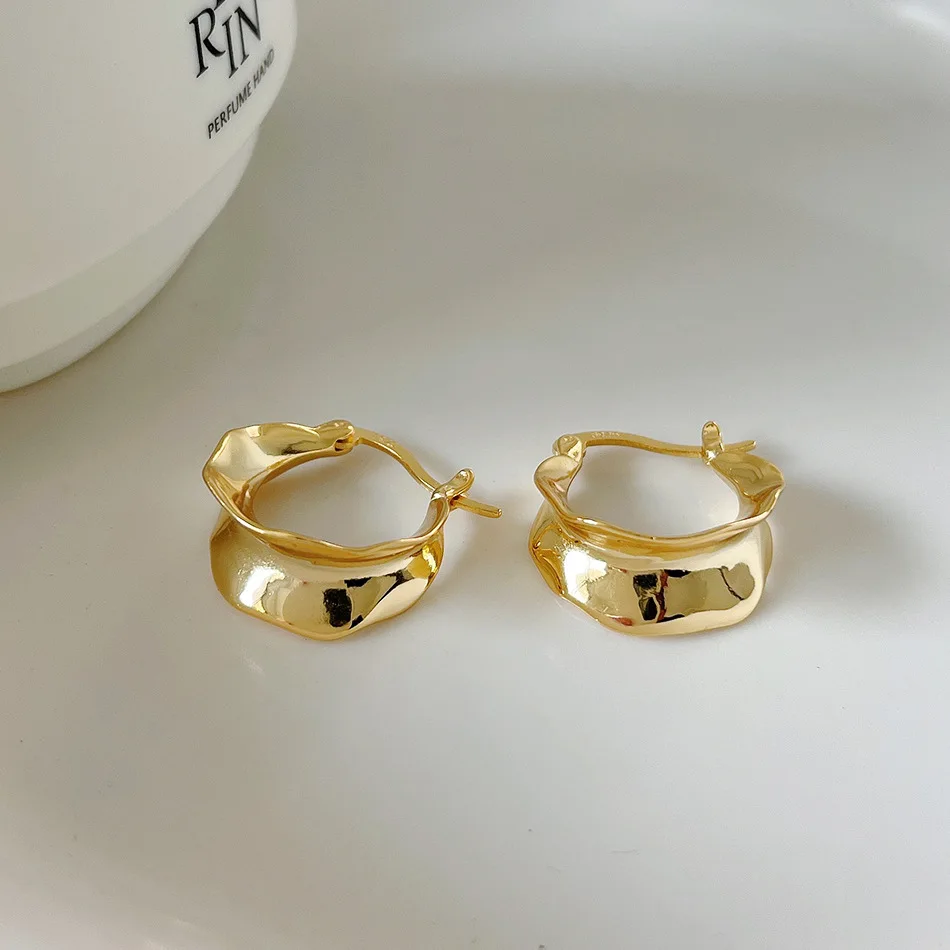 

VIANRLA 925 sterling silver fashion 18k gold plated earring fat hoop
