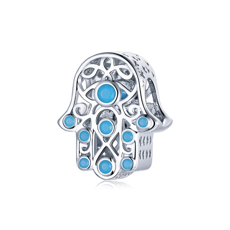 

SCC1757 Lucky hand jewelry 925 sterling silver blue charms