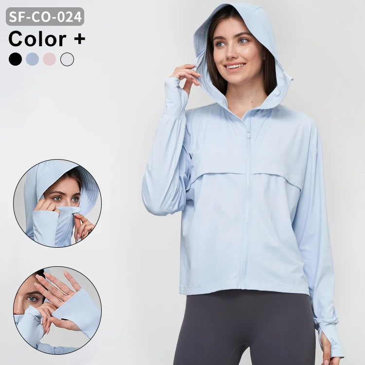 

New Hooded Yoga Coat Cool Sense Fitness Outdoor Sunshade Sports Sunscreen Clothes Fitness & Yoga Wear Tops For Women