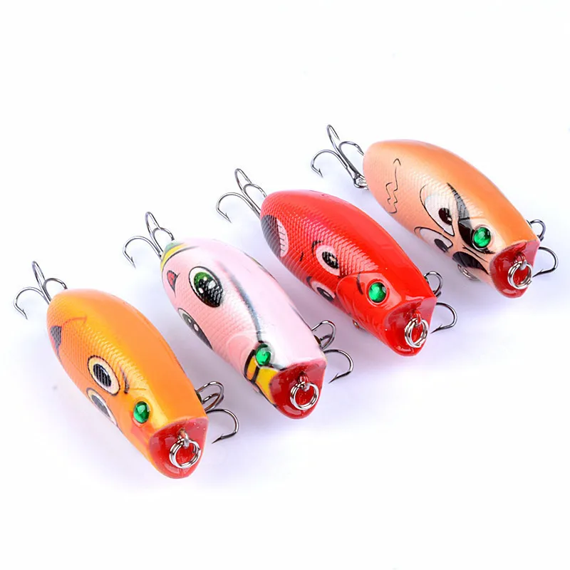 

1Pcs 6cm/10.4g Floating Crankbait Popper Sea Fishing Baits Lure With 8# Hooks 3D Painting Artificial Isca Tackle For Fishing