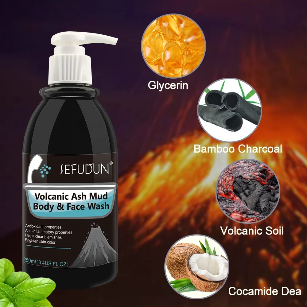 

YANMEI Volcanic Ash Mud Body & Face Wash Hot Sale Organic Nourishing Fast Whitening Deep Mild Cleaning Moisturizing Shower Gel