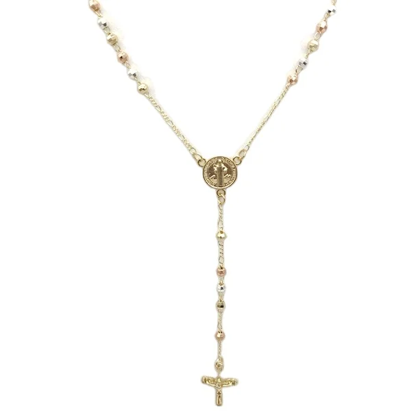 

Elfic Fashion Necklace rosary Bead Chain Religious Jewelry Priest Cross Necklace 4mm rosary necklace
