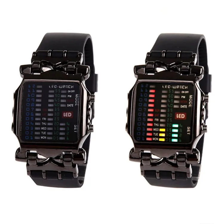 Fashion Men's Digital Sport Men Watches LED Electronic Lava Watch Clock Leather Band Watches