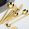 Chinese luxury mirror flatware, stainless steel gold cutlery set for restaurant cafe wedding hotel