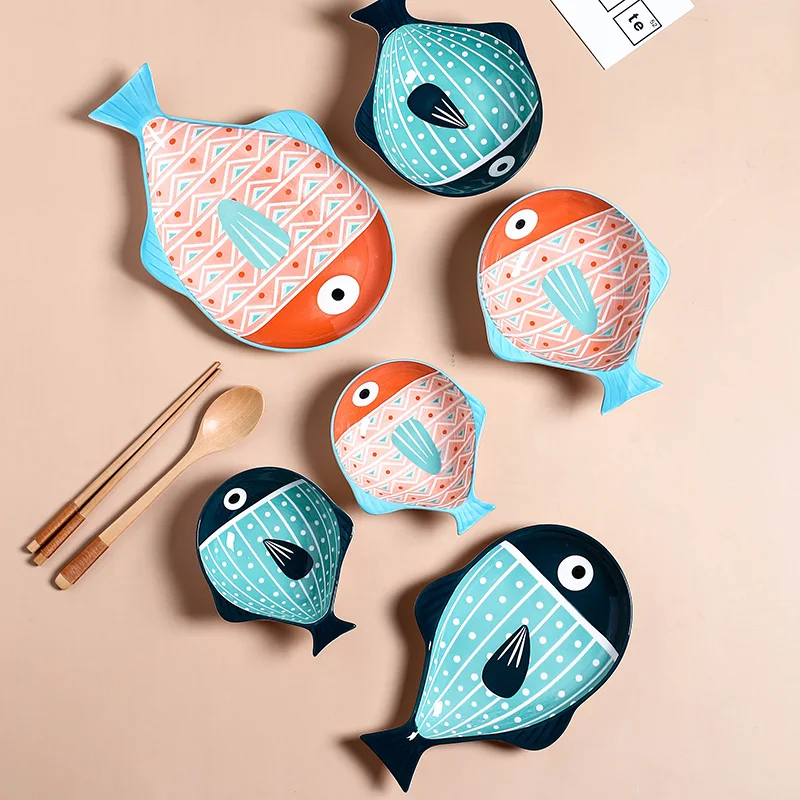 

Porcelain Fish Shape Dinner Plate For Restaurant Ceramic Fish Shape Dish Bowl Tableware Dinnerware