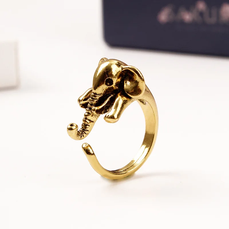 

Weihao Hot Selling Fashion Gold Plated Alloy Rings Gold and Silver Couple Rings Elephant Head Shaped Geometric Rings, As picture show