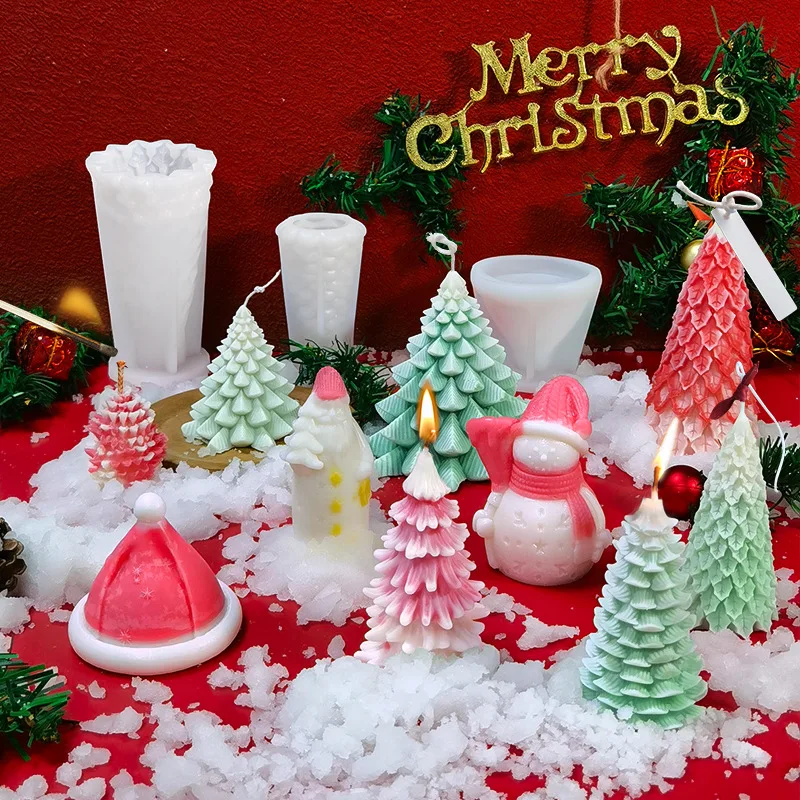 

In stock Handmade christmas tree mold christmas candles for christmas