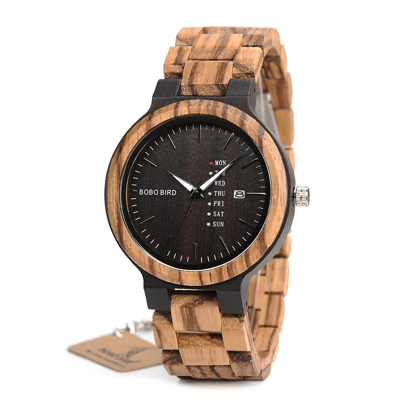 

BOBO BIRD Custom Logo Wood Watch Men Handcrafted Wooden Wrist Watch fro Dropshipping