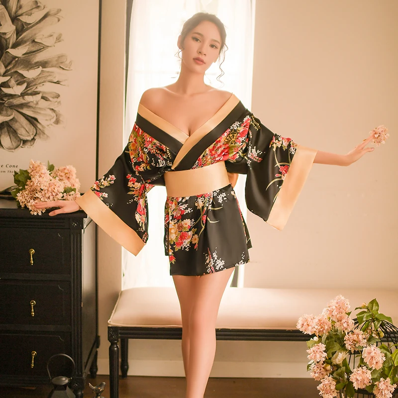

High Quality Lingerie Underwear Plus Size Women Japanese Kimono Pyjama Pjs Silk Pajama Sleepwear Satin Sexy Nighty For Honeymoon
