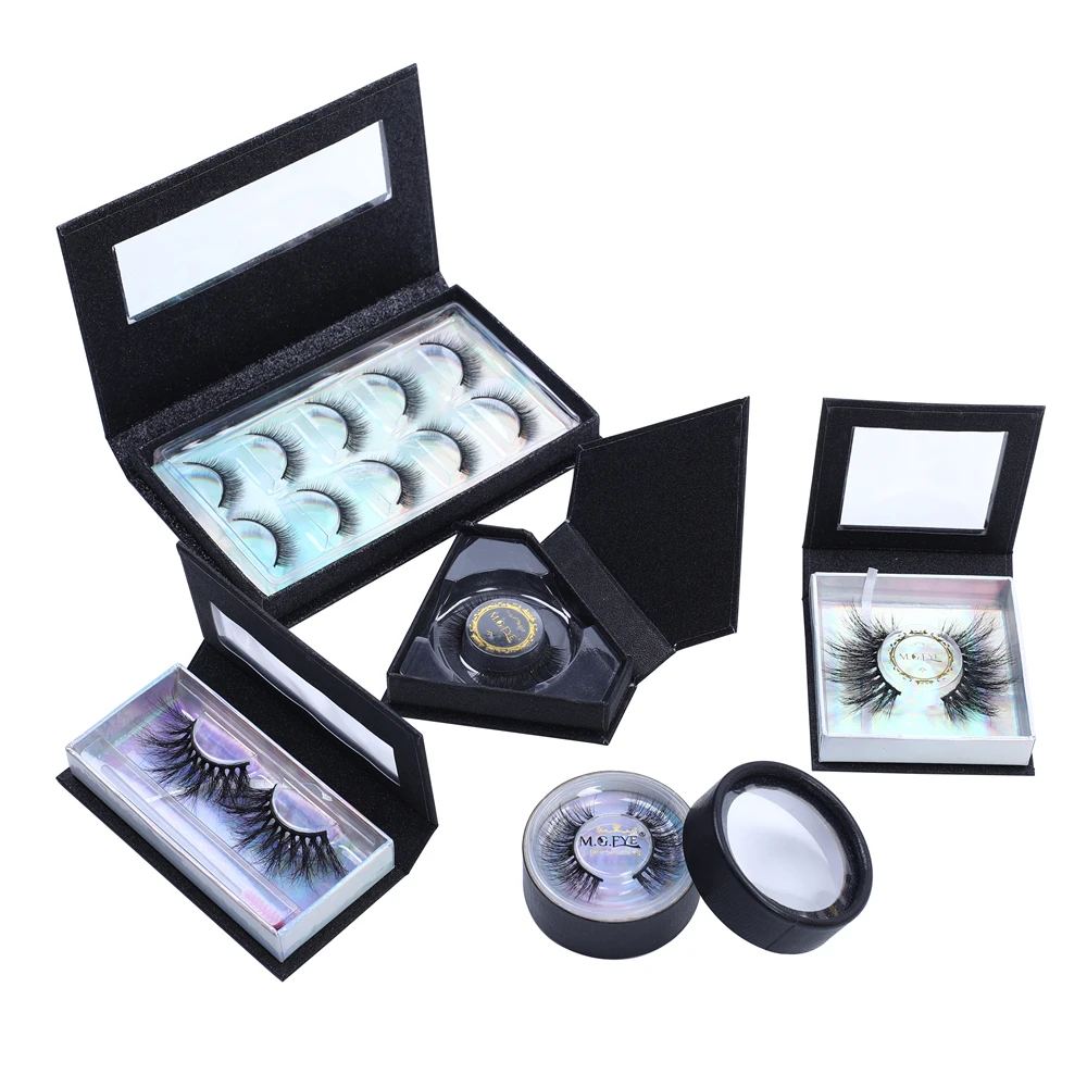 

Reusable Natural Magnetic Private Label Real 3D Mink False Eyelashes Vendor Custom Book Boxes Packing, Black