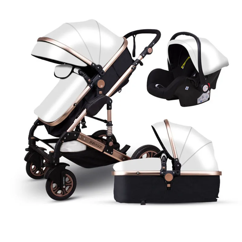 

Hot mom stroller poussette 3 en 1 luxury kids leather pram EU certification pushchair 3 in 1 baby strollers