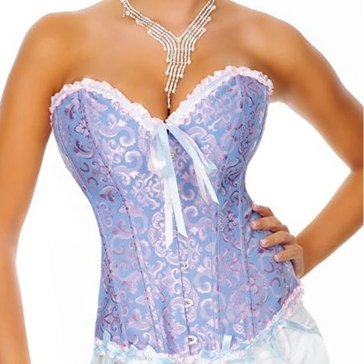 

Customize Plus Size Fashion Top Sexy Vintage Underbust Women Lumbar Slimming Body Jacquard Corset And Bustiers, White black blue green red