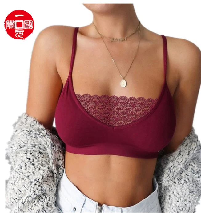 

Hot sale quality security breathable new style women's bra with white lace, White, black, pink, wine red, gray