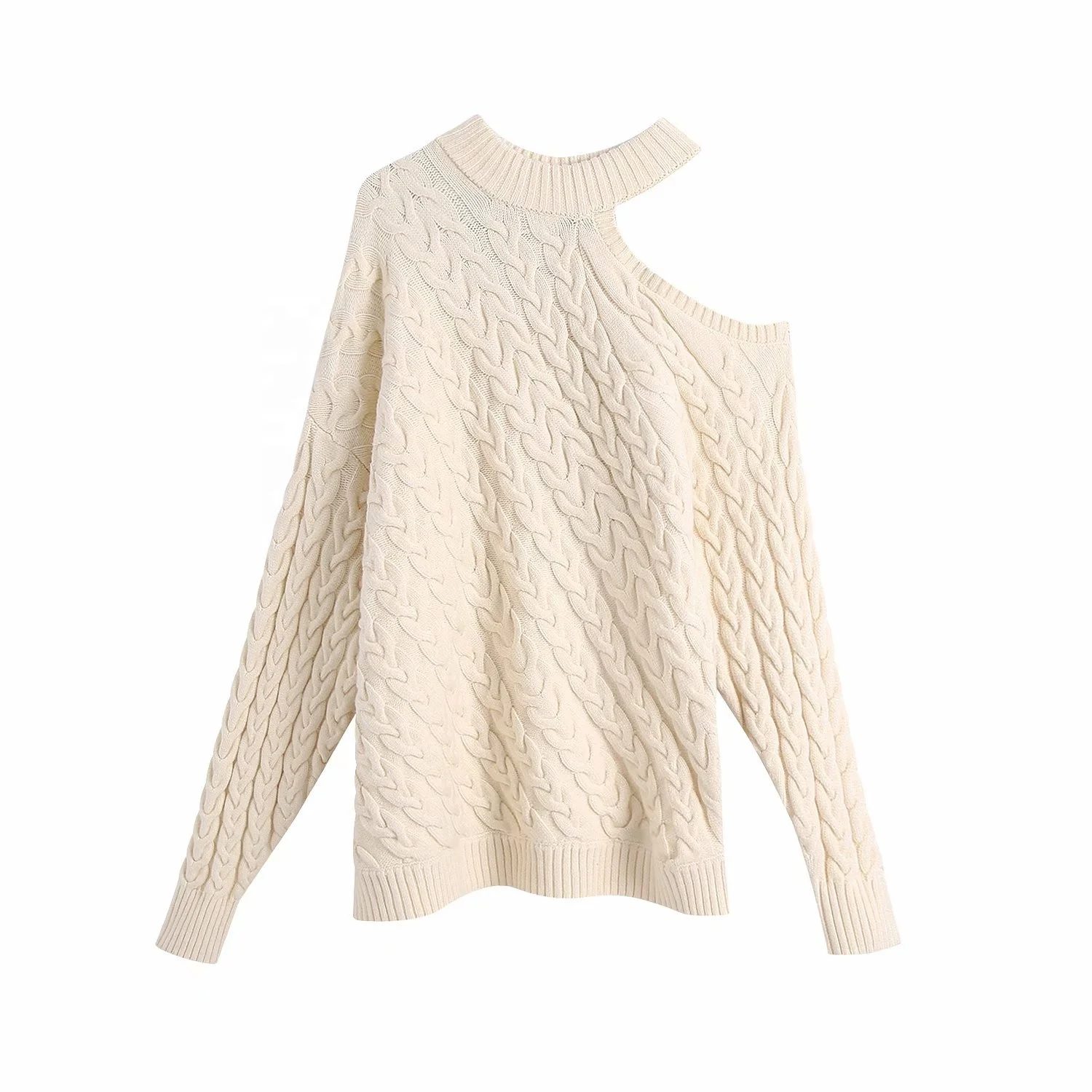 

Women Autumn Winter Women Knit pullover Sweaters drop shoulder cable sweater Knitwear