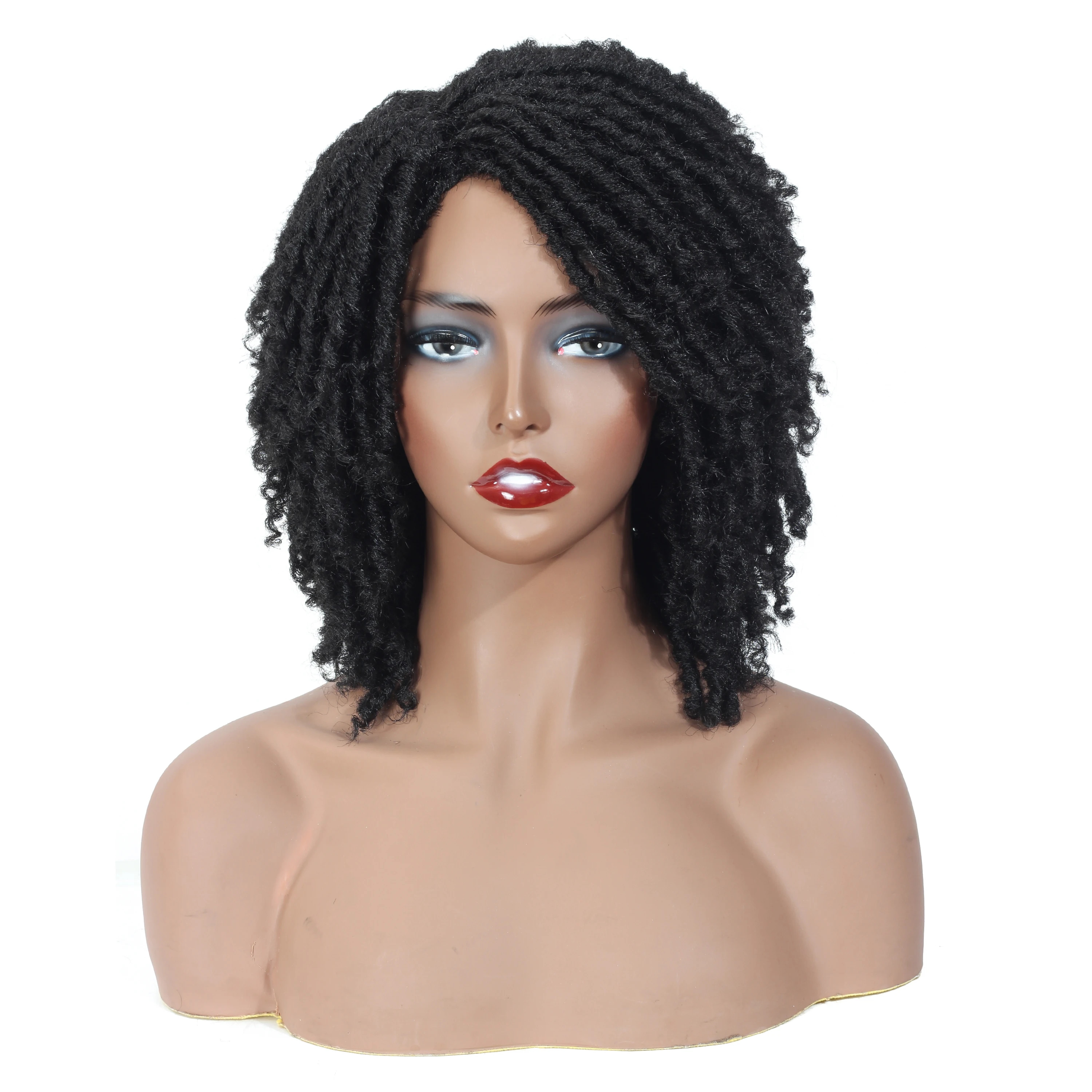 

soft dread braids style natural color synthetic faux locs crochet braiding hair wig african short braided wigs for black women, 1b,1b/27,1b/30,1b/burg,etc