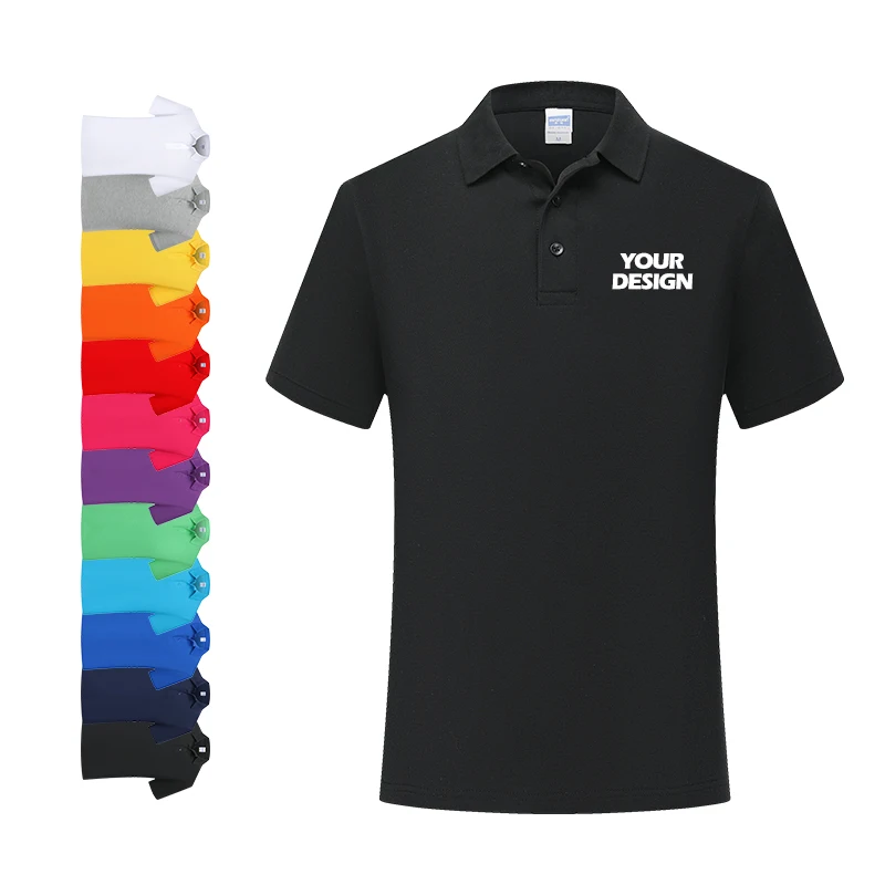 OEM Custom Logo Printing Unisex Bulk Short Sleeve T-Shirt for Polo 200 GSM Piqué Cotton Breathable White Black Colored Uniform