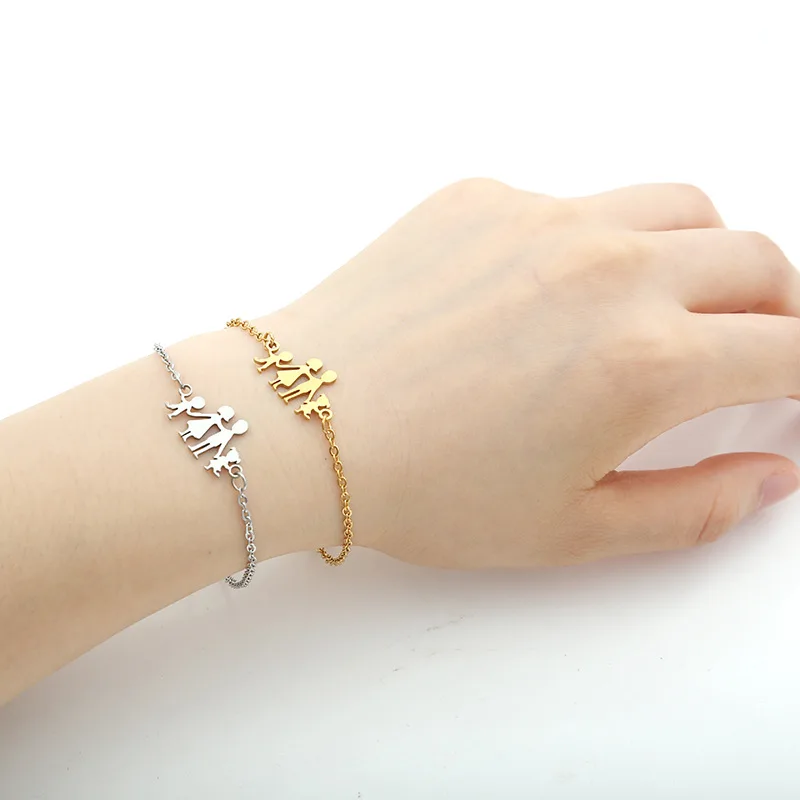 

Wholesale Creative Design Yellow Gold Plating Stainless Steel Family Bracelet Titanium Steel O Shape Chain Bracelet