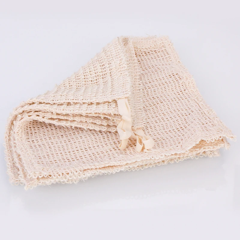 

Wholesale Custom Logo Excellent Nature Square Jute Sisal Hemp Bath Body Washcloth Towel Exfoliating Scrub Wash Cloth