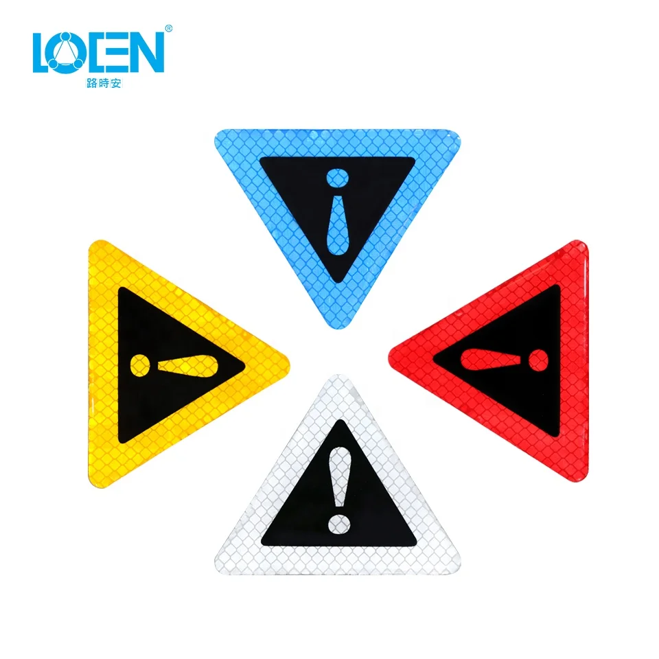 

Auto Triangle Warning Label Reflective Warning Sticker Car Body Decorative Anti-collision Sticker For Motorbike Bicycle Helmet, Blue, red, white, yellow