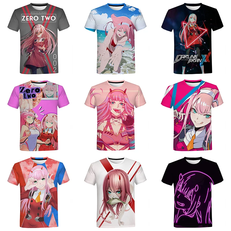 

Anime Darling in the FranXX 3D Printed Shirt For Men Fashion Casual Zero Two Tees 3D Printing Shirt From Men Oversized Tops