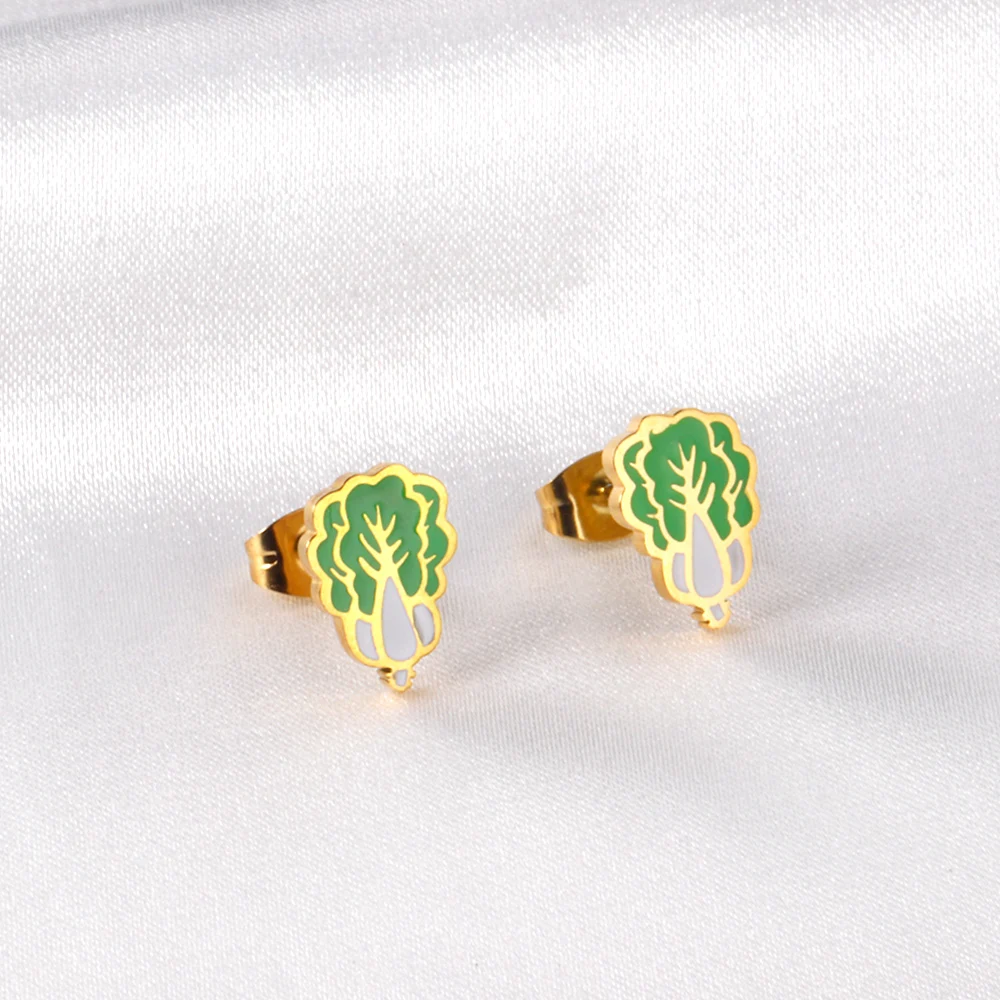 

Custom Jewelry Stainless Steel Gold PVD Plated Enamel Earrings Low MOQ Cheap Price Cute Kids Stud Earrings