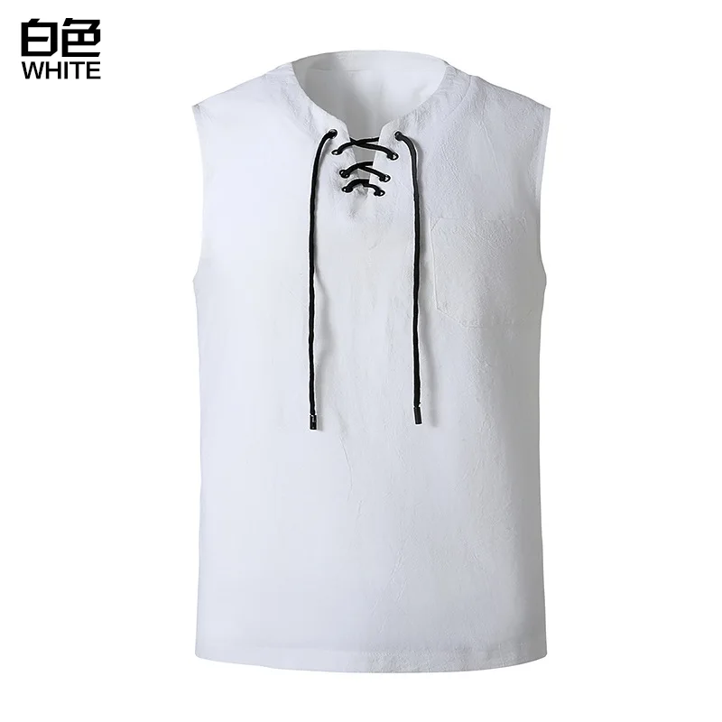 

Modern Solid Color V-neck Mens casual shirts sleeveless Top Summer Shirts for men printed