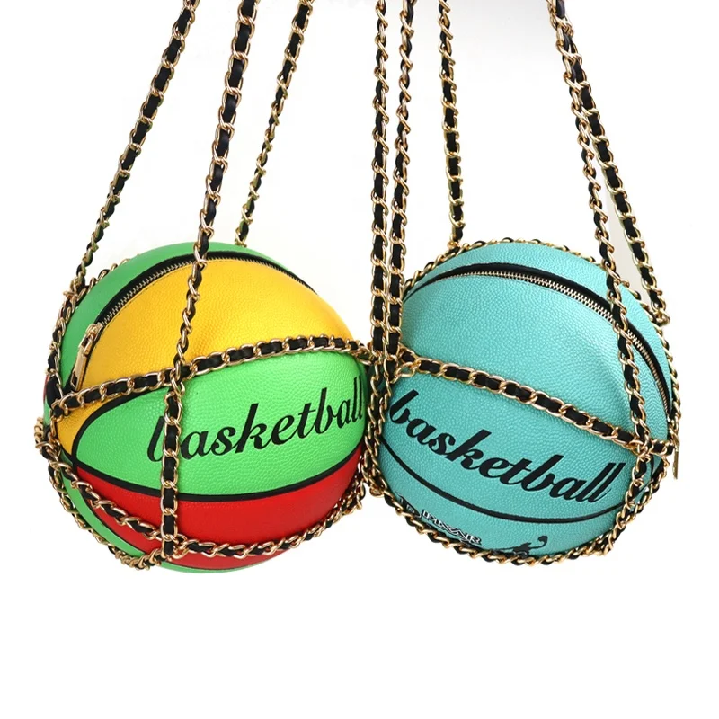 

Ladies Novelty Fashion Round Shoulder Bags Chain Cross Basketball Purse
