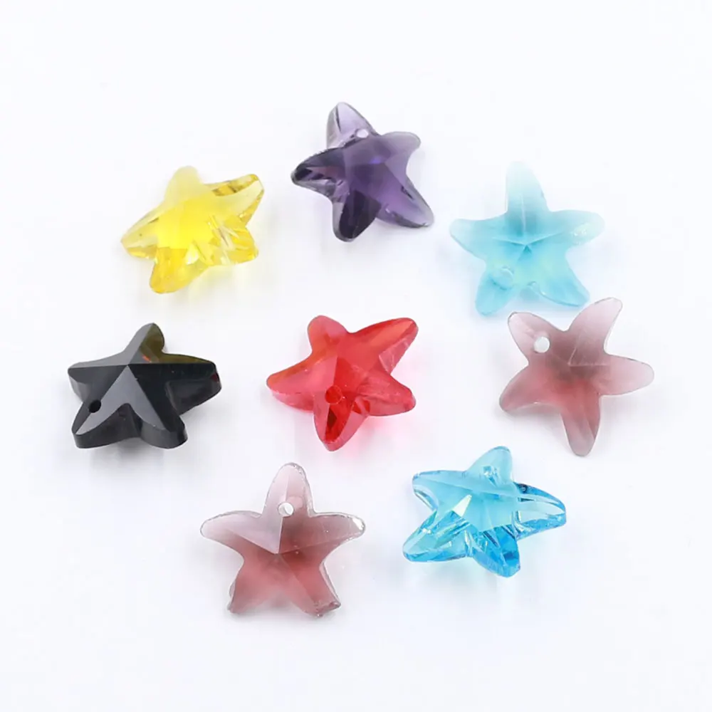 

14mm Crystal Glass Beads For Jewelry Making Flat Faceted Starfish Bead For Pendant Necklace DIY Decoration Accessories 20pcs/bag