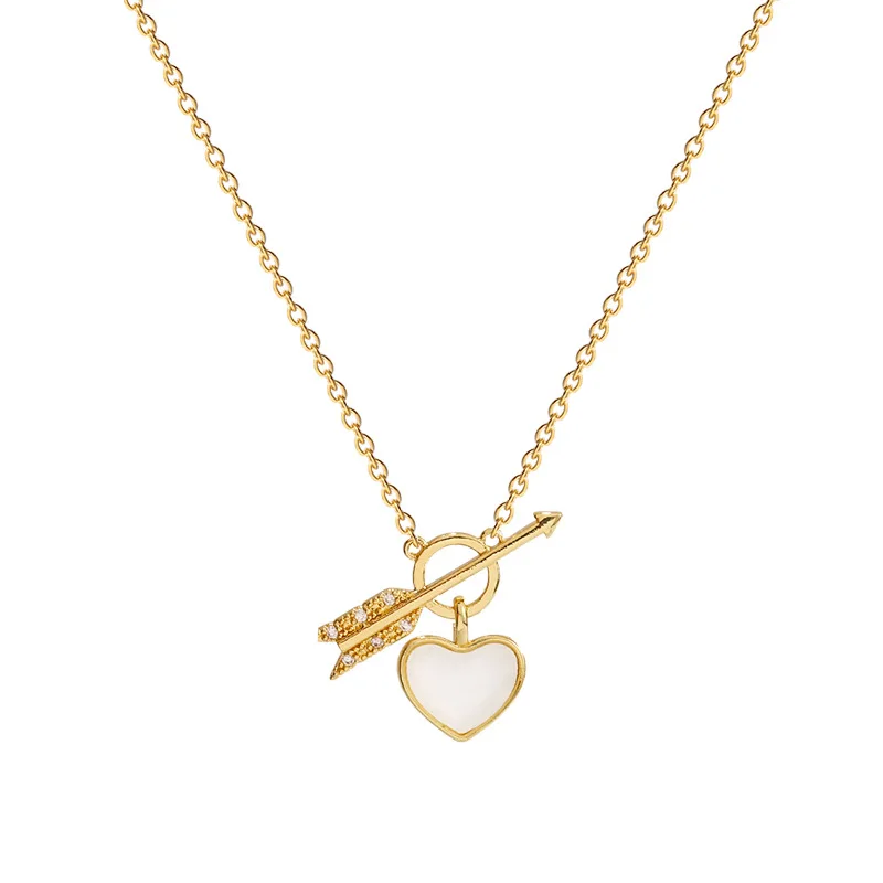 

2021 Valentines Day Gift Crystal Stone Love Heart Necklace Gold Plated Hit The Heart Drop Necklace For Girlfriend