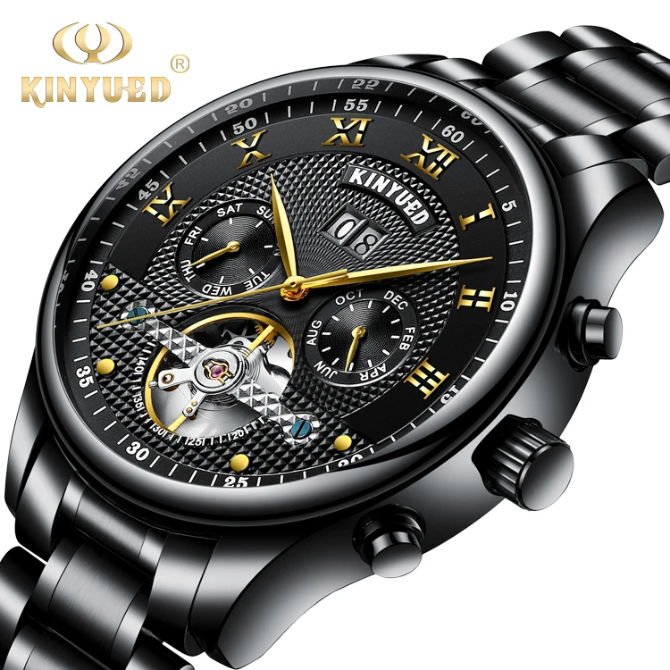 

KINYUED J009 Luxury new arrival mens watch high end Stainless steel band low price Calendar mechanical wrist watch with box