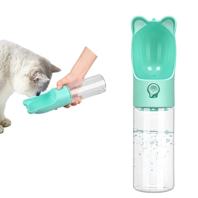 

Wholesale Animal Water Bottle Drinking Filter Outdoor Travel 400ml Plastic Portable Pet Dog Water Bottle, Green, blue