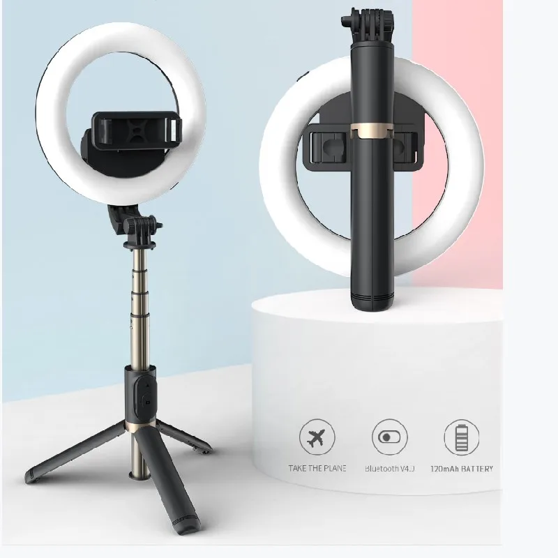 

good quality ring light with tripod stand led smart selfie stick for travelling