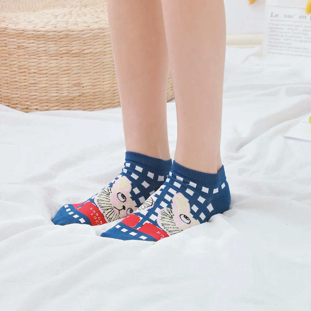 

Dropshipping fashion cute animal heart print pattern cotton women's hosiery socks