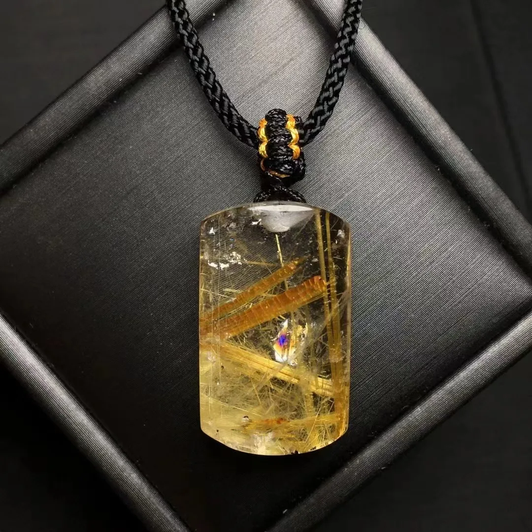 Wholesale Healing Stones Rutilated Crystal Beautiful Polished Gold Rutilated Pendant for Decoration