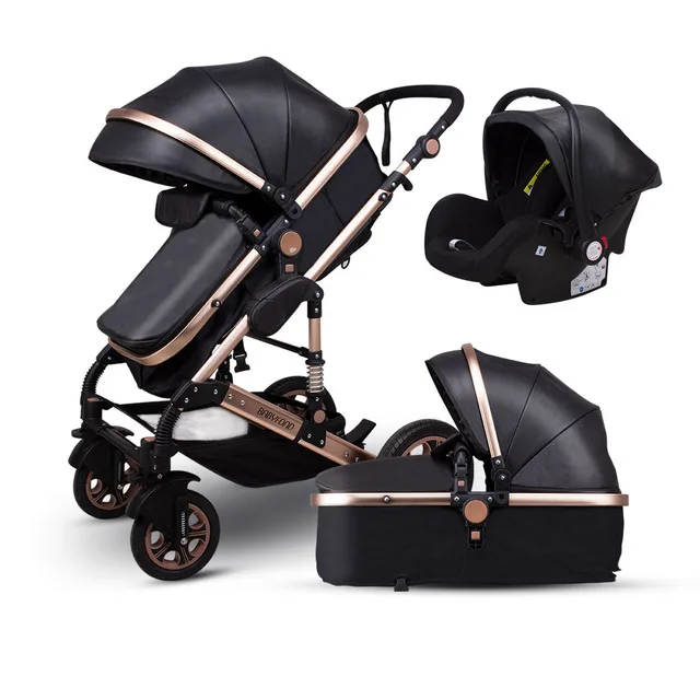 

Gold high landscape baby stroller reclining deck chair 0-3 year old newborn baby cart 3 portable 1 stroller