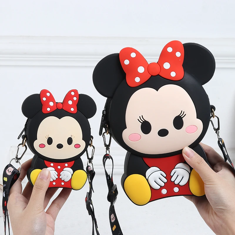 

Kawaii Girls Mini Coin Purse Lovely Cute designer silicon mickey and minnie kids shoulder bag children hand bag, Black/blue/pink/light brown/brown/yellow