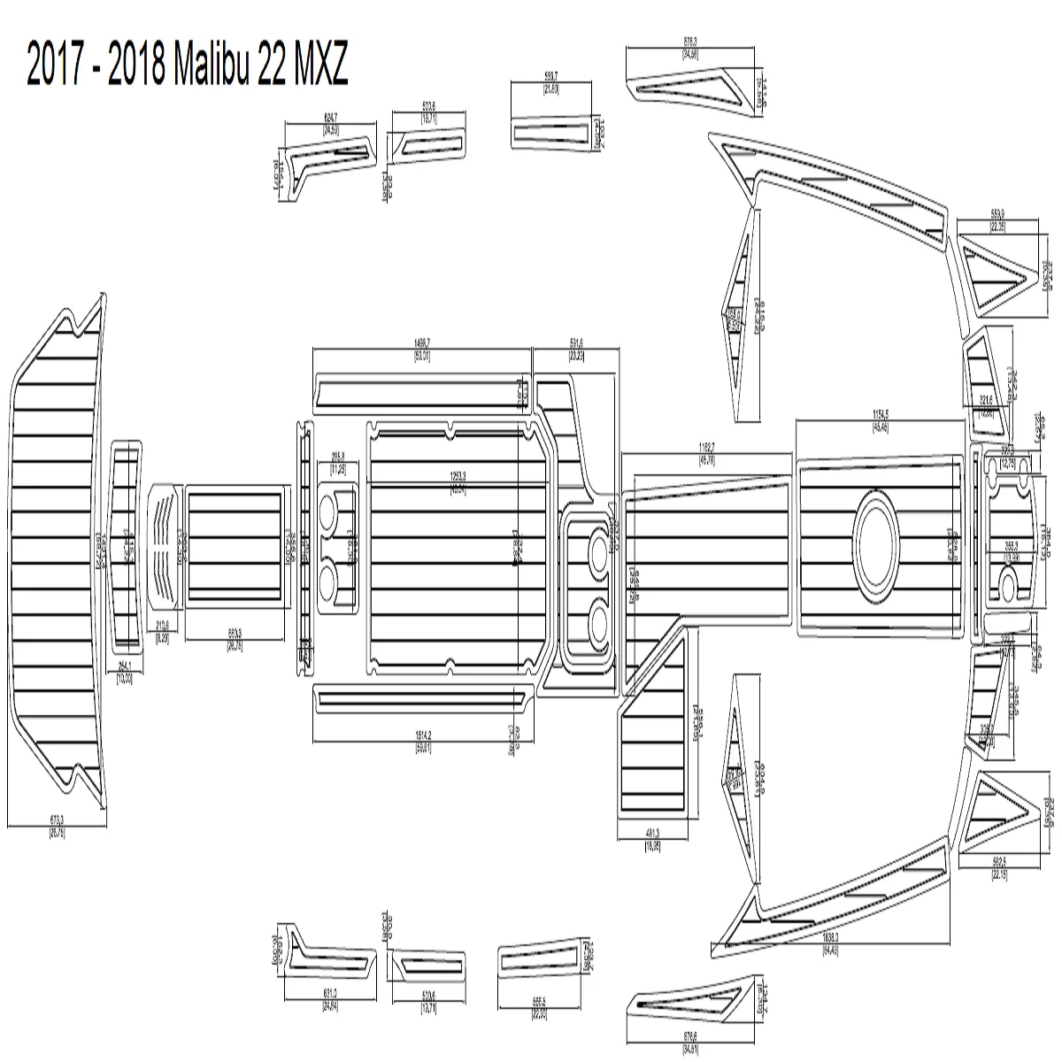 

2017 - 2018 Malibu 22 MXZ Swim Step & Cockpit Pad Boat EVA Teak Decking 1/4" 6mm