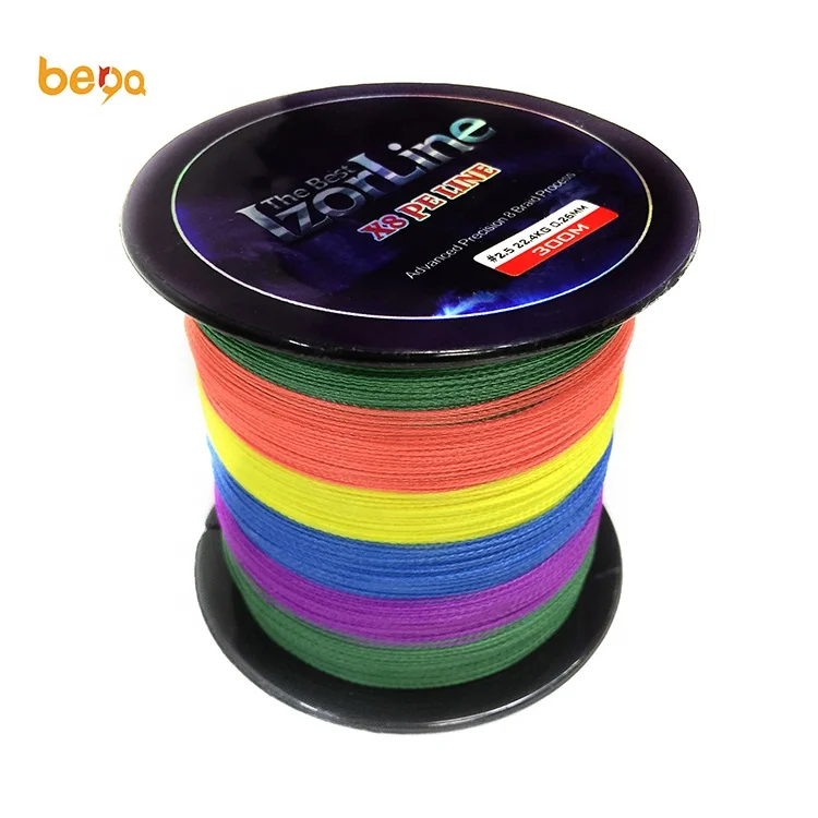 

IzorLine 300M Super Strong Durable 4X Braids and 8X Braids Many Colors Multifilament braided PE Fishing Line, Polychrome, customizable