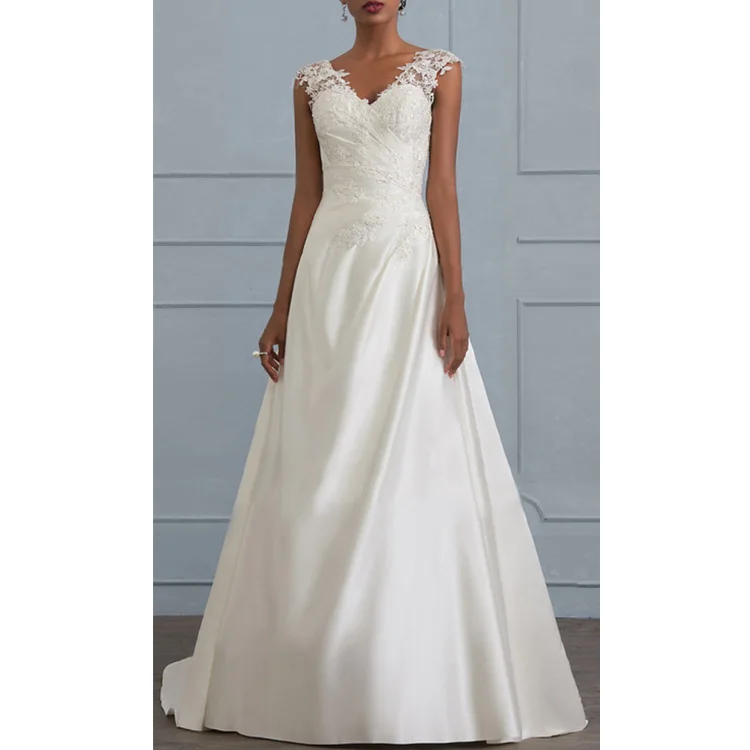 

White Applique Straps Mermaid Wedding Dress