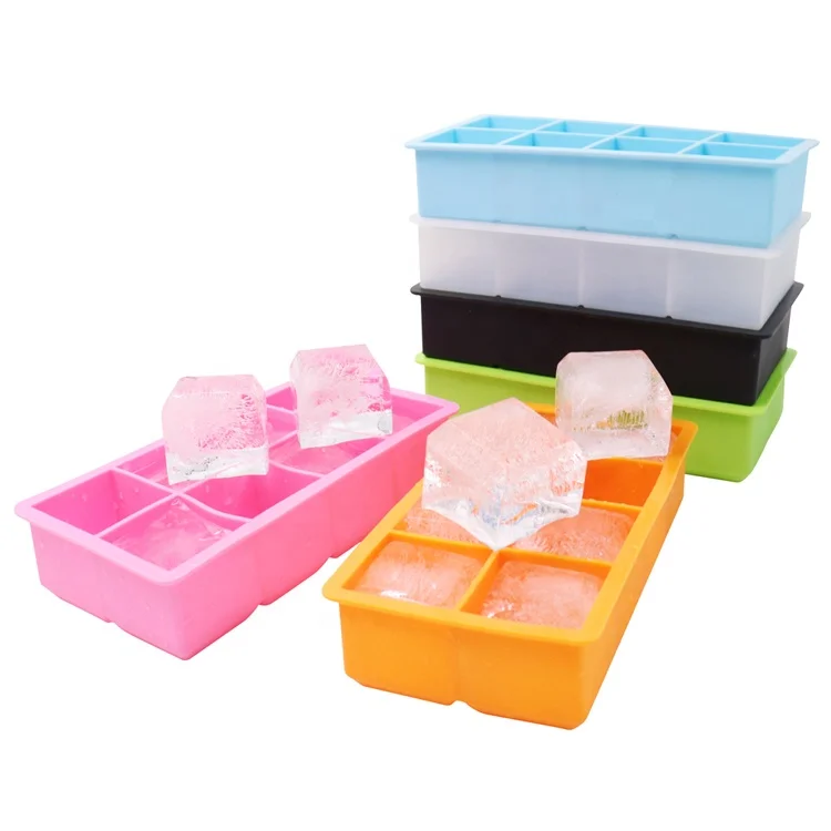 

Large Silicone Ice Cube Trays for Whiskey, Cocktails, Soups, Baby Food and Frozen Treats, Black, sky blue, pink,orange,clear